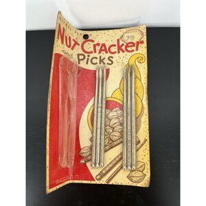 Vintage Nickel Plated Nut Cracker Picks 6 in original packaging